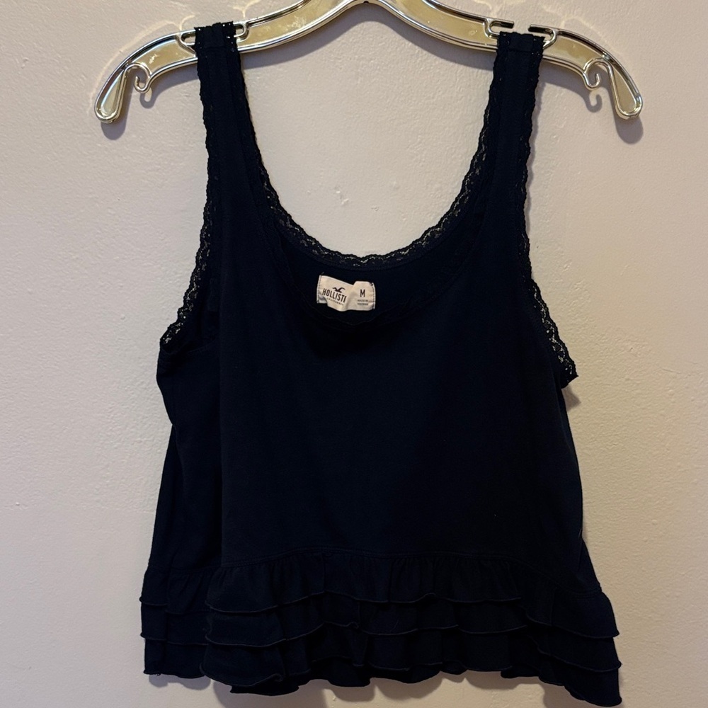 Hollister Black Lace Trim Tank Top